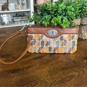 Fossil Key-Per Brown and Green Wallet